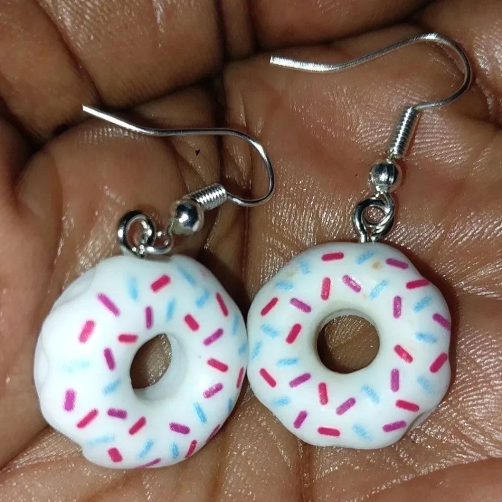 Hand crafted doughnut dangle earrings